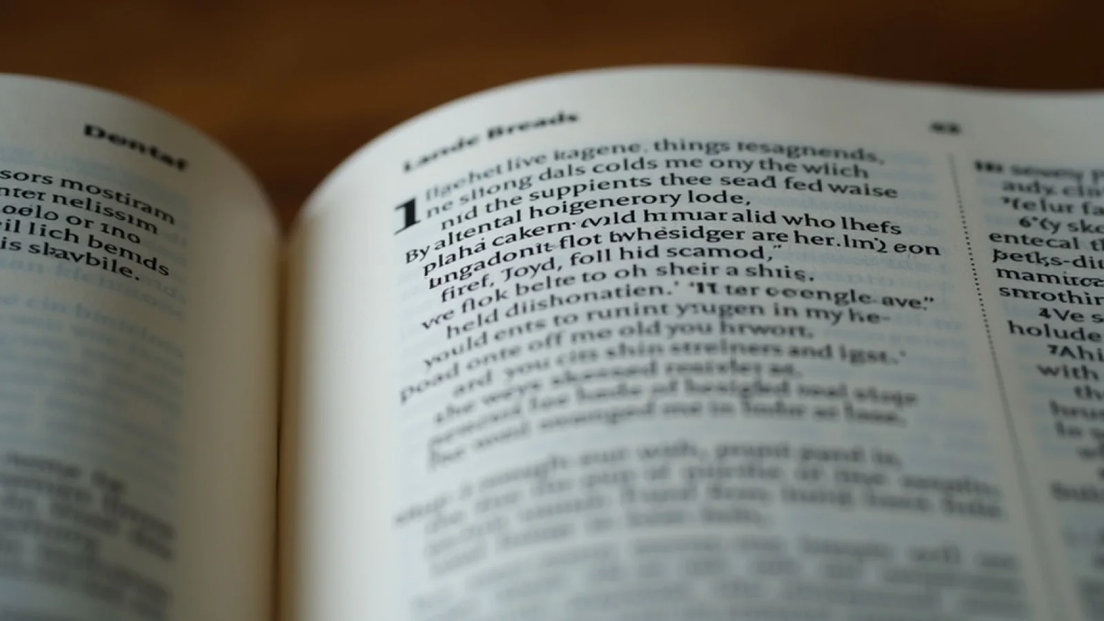 Close-up view of an open Bible with a highlighted verse