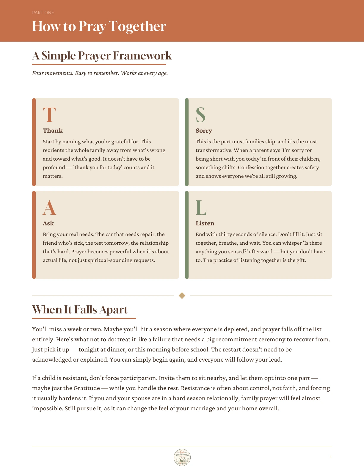 Real simple prayer framework page from How to Pray Together as a Family