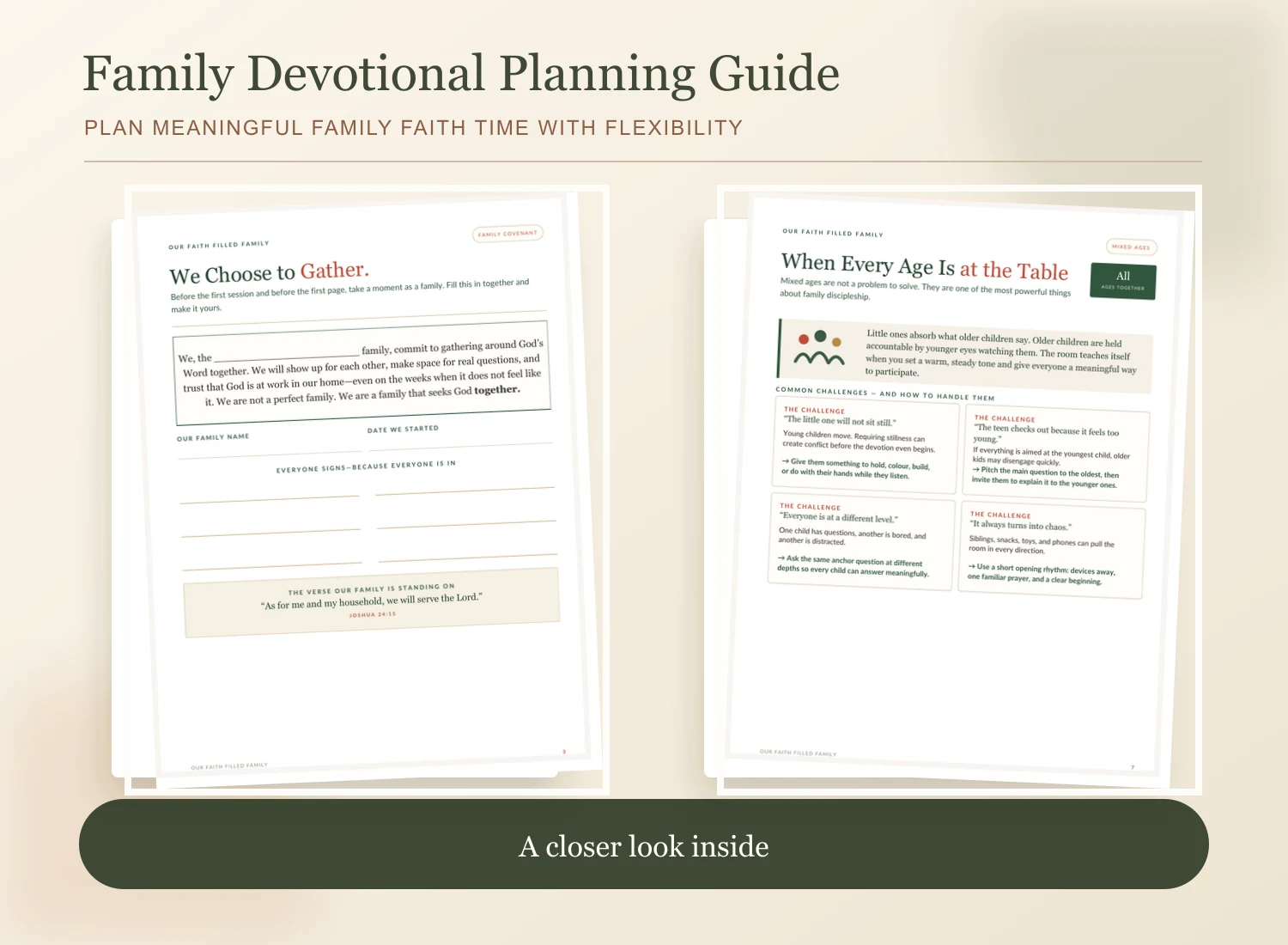 Faith-Filled Family Devotional Planning Guide real inside pages