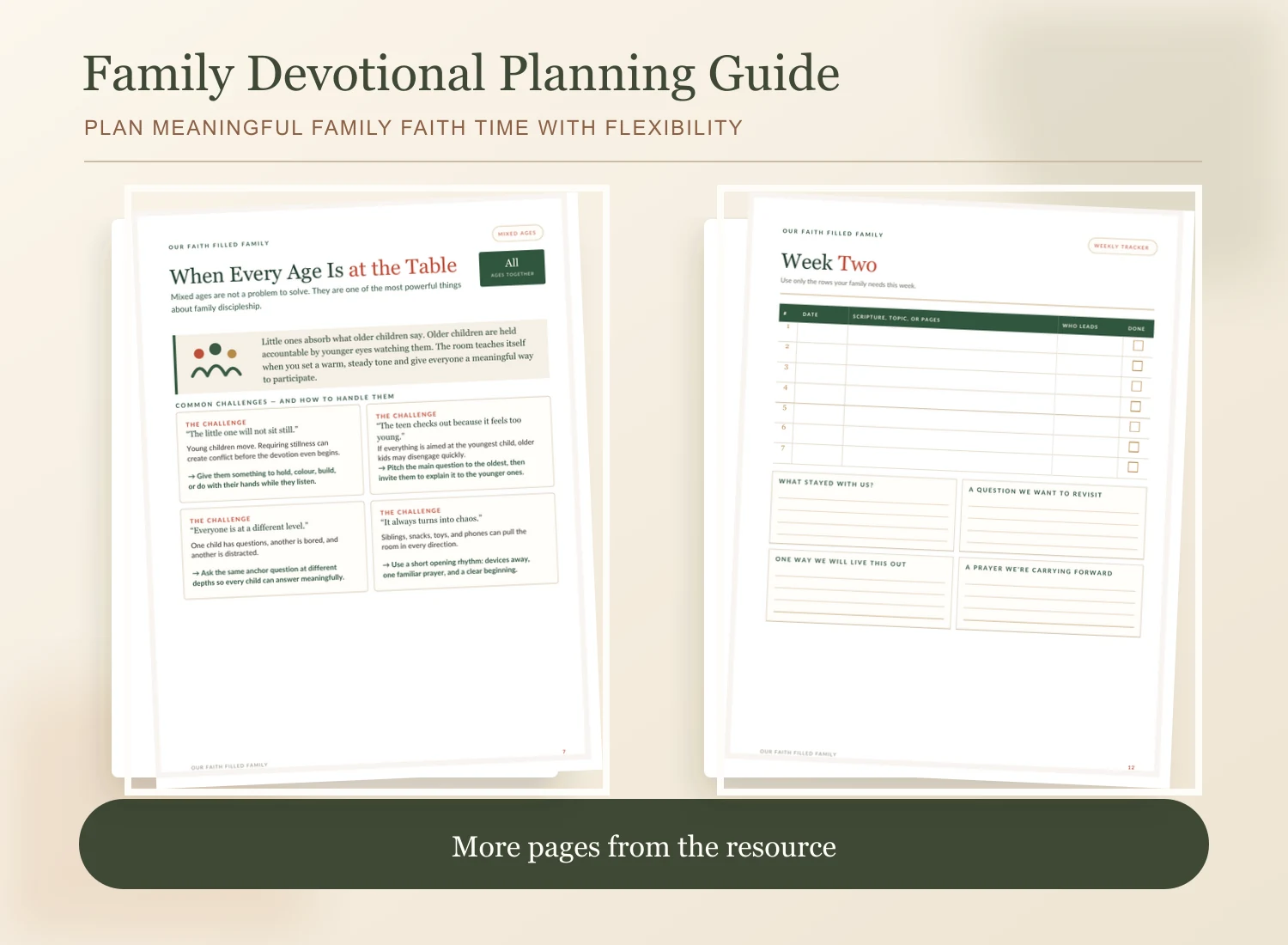 Faith-Filled Family Devotional Planning Guide additional real pages