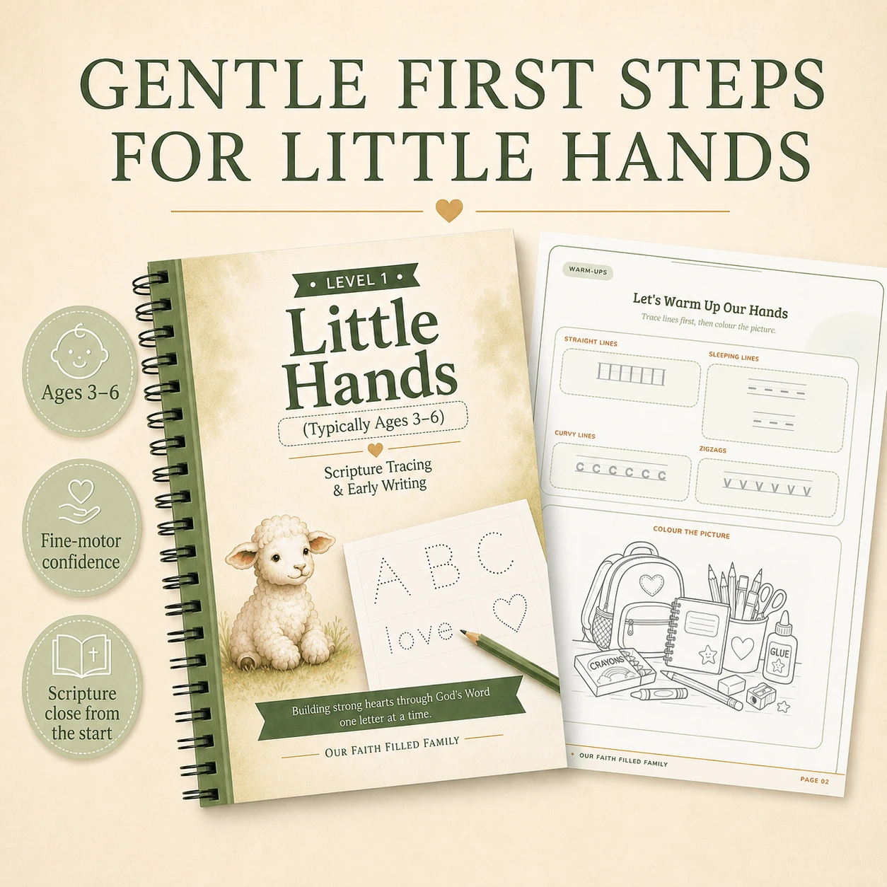Little Hands faith-filled handwriting overview for ages three to six