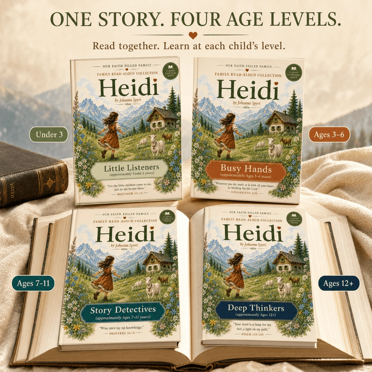 Heidi Family Read-Aloud Collection with four coordinated age levels