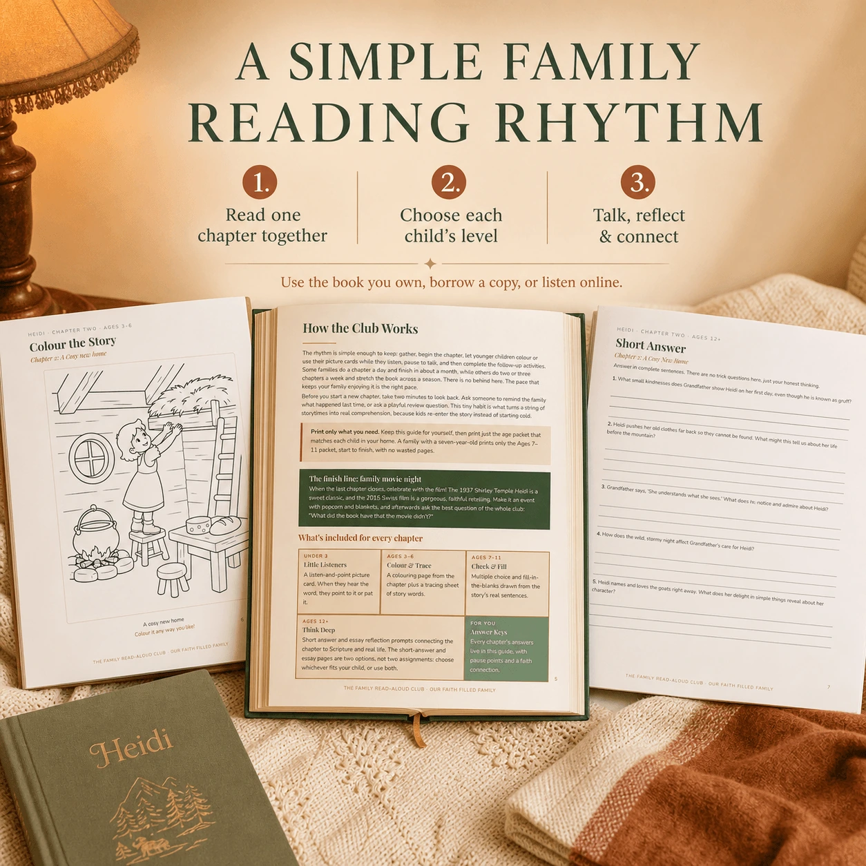 Simple family rhythm for reading, choosing each child’s level, and connecting together