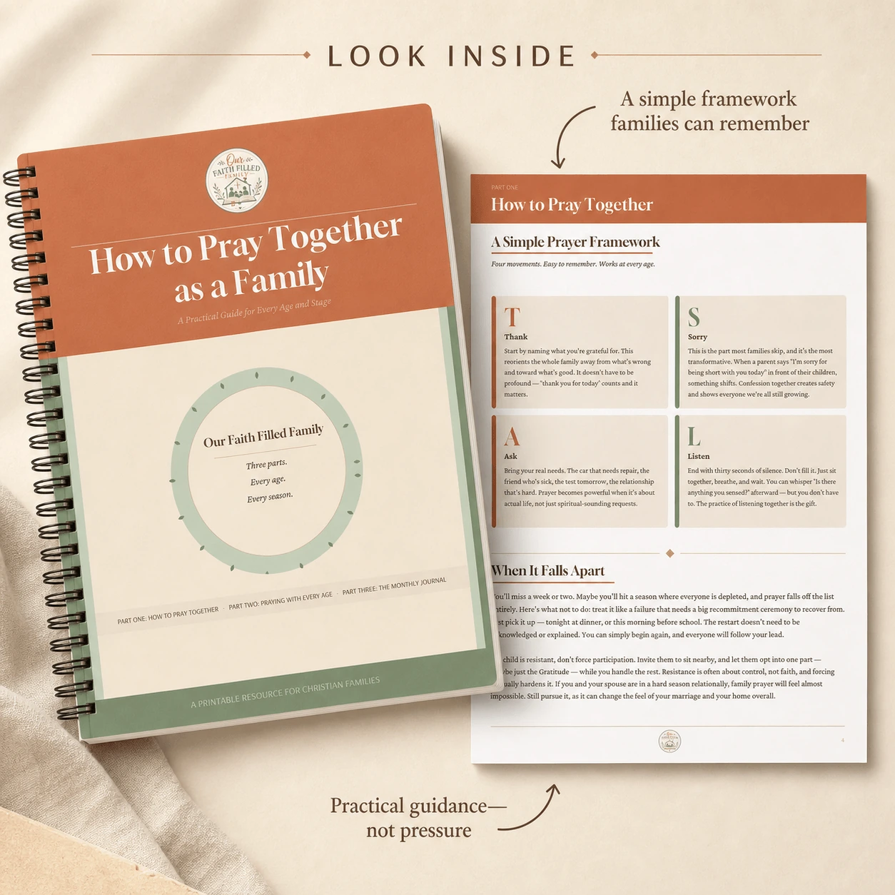Prayer guide cover and simple prayer framework preview