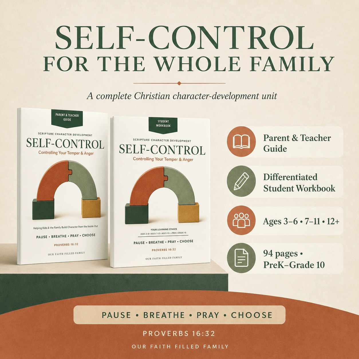 Self-Control Scripture Character Development guide and workbook overview