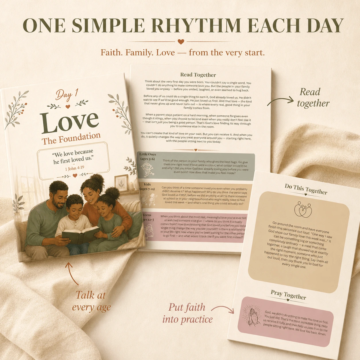 Together devotional Read Together, age-based conversation, and family activity rhythm
